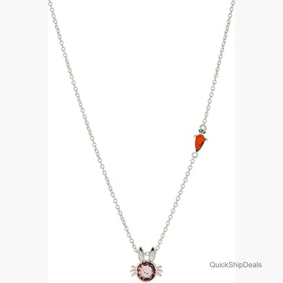 Crystal Bunny Pendant Necklace Nickel-Free Brass Adjustable Chain